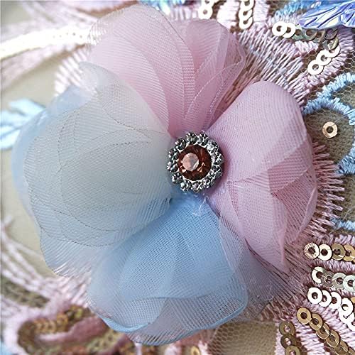 Uxzdx ružičasta plava 3D leptir cvijet čipke tkanine Tkanina od crteže izvezene haljine pričvršćene