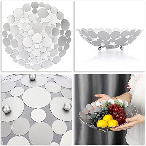Vlastite srebrne-sive metalne voćne košarice Kreativni voćni štand okrugli voćni ladici ukrasni