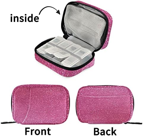 Kigai Pink Glitter Texure tableta, prijenosni tjedni organe torbe za dnevnu tabletu Organizator