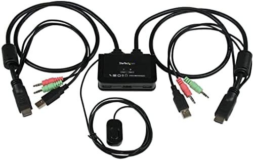 StarTech.com 2 Port USB HDMI kabl KVM prekidač sa Audio i daljinskim prekidačem-kvm sa USB napajanjem sa HDMI - dual port HDMI KVM prekidačem, Crna