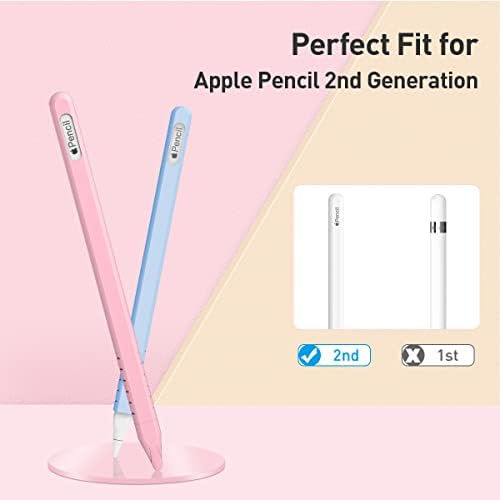 Futrola za olovku za jabuku 2. generacija: 2 pakovanja zaštitna silikonska poklopac + 4 nibs poklopac za iPad Pro 11 12,9 inča, meko rukav kompatibilan sa magnetskom punjenjem i dvostrukom tapkom - ružičastom, plavom bojom