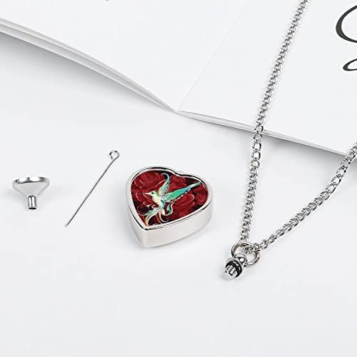 Lijepa Kolibri sa ružom pet spomen ogrlica Pet kremiranje nakit za pepeo urna ogrlica privjesak za