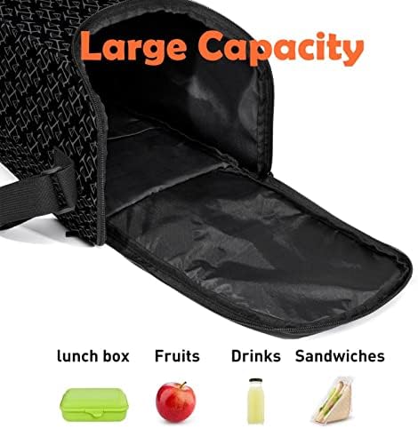 Guerotkr torba za ručak za žene, kutija za ručak za muškarce, Muška kutija za ručak, bešavni umjetnički geometrijski crni uzorak