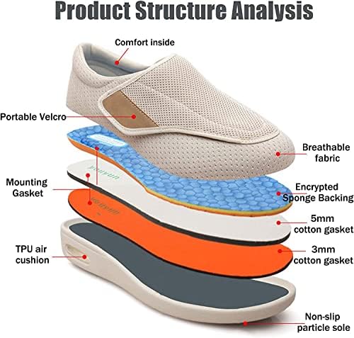 ZBJH široke širine širine širine s zračnim jastukom podesivim laganim udobnim ortohohom, neklizajuće šetnje cipele za artritis natečenih stopala 22.9.2