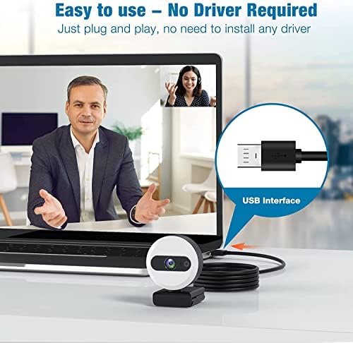 Web kamera sa mikrofonom, 2k PC kamera web kamera sa prstenastim svjetlom & poklopac za privatnost,utikač & amp; Igrajte Streaming Računarska Web kamera sa postoljem za stativ za PC Video konferencije Zoom Meeting Skype Desktop