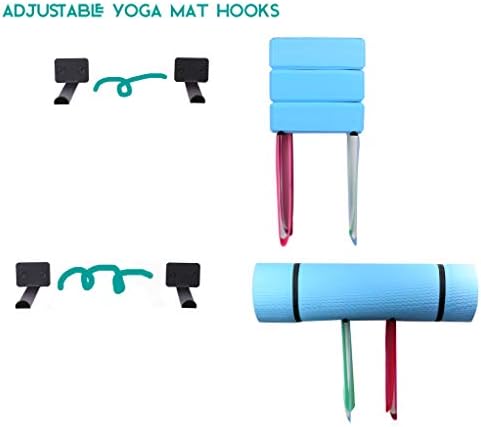 Yoga Mat Storage Rack Zidni zidni držač，4 kom 2 Set višenamjenske zidne vješalice za vježbanje Zidne kuke za čuvanje prostirki za jogu，Yoga blokovi, pjenasti valjak,prostirka za vježbanje