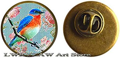 Blue Bird Brooch, BROOŠ PITICE, Antique Bird Brooch, nakit za ptice, ružičasti blos broš, Pil ptica, M132
