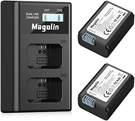 Magolin NP-FW50 baterija i dual USB punjač za Sony NP FW50 bateriju Sony A6000 A6500 A6400 A6300 A7 A7II