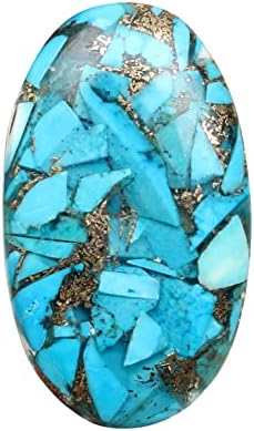 Real-Gems 28 ct. Labavi prirodni bakar Tirkizni sjajni ovalni rez dragulj, za nakit izrada energetskog kamena, omotavanje žica, umjetničkih zanata