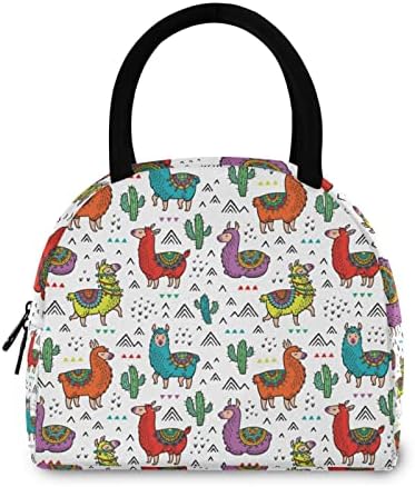 ALAZA Cartoon Llama Cactus torba za ručak tote izolovane hladnjače torbe za višekratnu upotrebu kutija za ručak prijenosni za žene djecu muškarci djevojčice dječaci Zamrzivi držač za ručak za školski rad