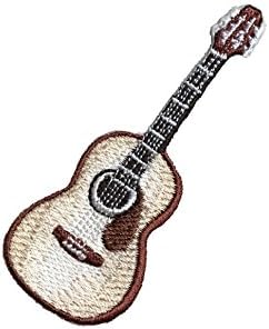 Akustična gitara - prirodni / smeđi - muzički instrument - vezeno željezo na zakrpi