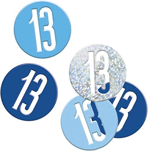 Jedinstveni 83835 plavi prizmatični 13. rođendan Confetti, 5 oz 1 paket, 13 godina