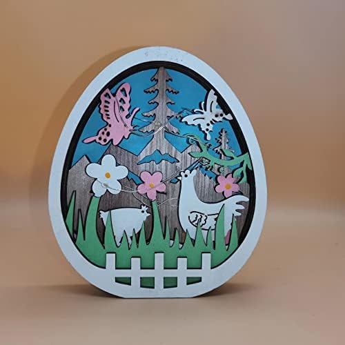 Niangao Uskršnji drveni zanati, ukrasi za drvene lampe za jaja, drveni šuplji privjesci za zečiće,