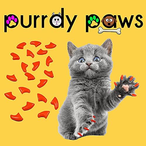 Purrdy Paws 3 Month Supply meke kape za nokte za mačke narandžaste srednje dodatne lepkove