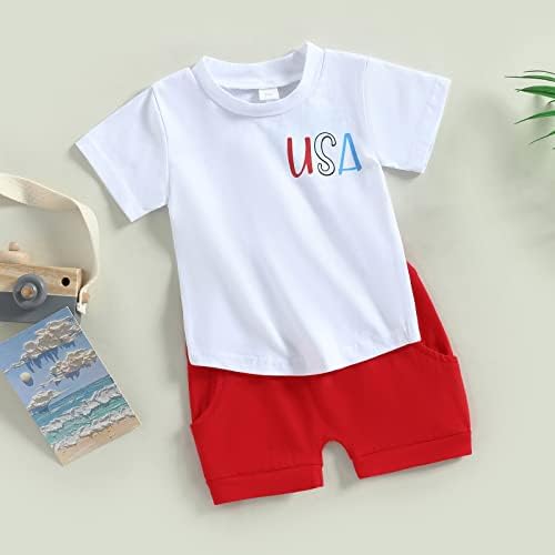 4. jula Baby Boys Outfit Todler Ljetna odjeća Tee majica TOP Ležerni kratki četvrti jul