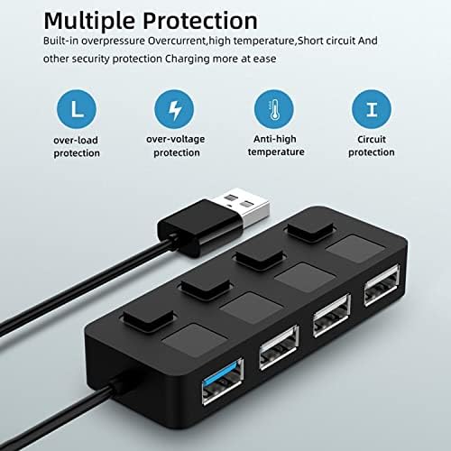 USB Hub 3.0, Vienon 4-Port USB 3.0 Data Hub sa pojedinačnim LED prekidačima za napajanje [punjenje nije podržano] za Mac & amp; PC / Laptop