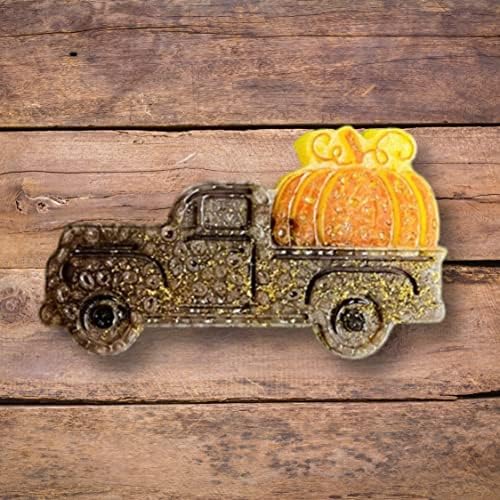 Jesen kamion Pumpkin Freshie plijesni za mirisne arome perle 2.2x3.9x0.8 D Južna Leopard Country smola, car-a za svijeće, sapun, brusnica Silikonska toplotna otporna na toplinu