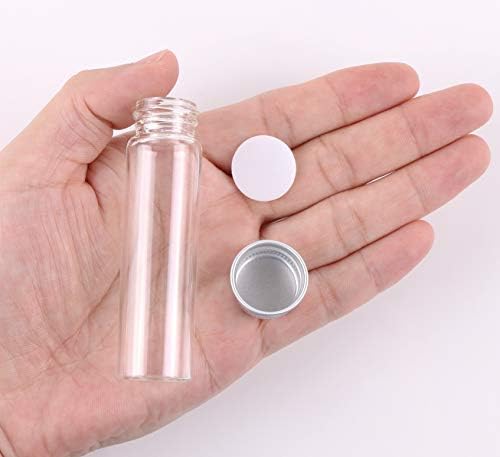 MaxMau 24 staklene male bočice 20ml Mini tegle sa vijčanim metalnim poklopcima jasne male bočice aluminijumske