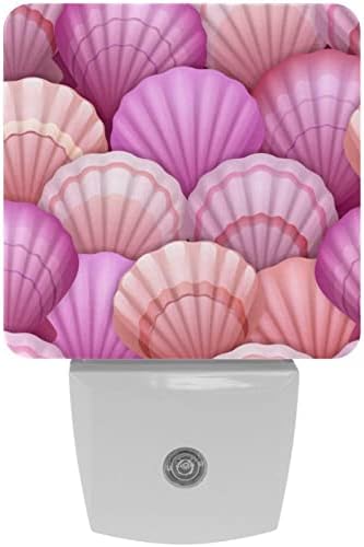 2 paketa toplo bijelo LED noćno svjetlo roze Seashell sa senzorom sumraka do zore kompaktno noćno