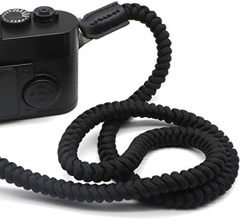 HITHUT Paracord tkana Kamera vrat naramenica remen ruku kompatibilan sa Canon Nikon Sony Olympus Pentax Fujifilm Panasonic SLR DSLR digitalne kamere bez ogledala 42 inča crne