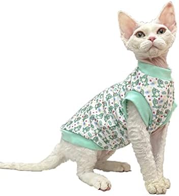 Sphynx CAT odjeća Ljeto pamučne majice Dinosaur uzorak pulover Vest okrugli ovratnik maikovog košulja