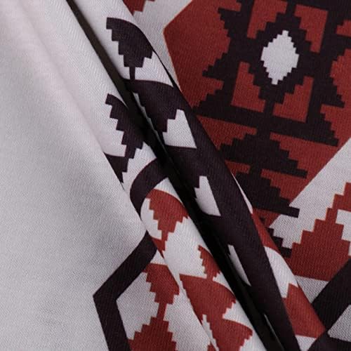 UODSVP Ženski ljetni vrhovi Retro Print Tribe Geometric V-izrez Majica s kratkim rukavima Top Bluzes Dressy Tops
