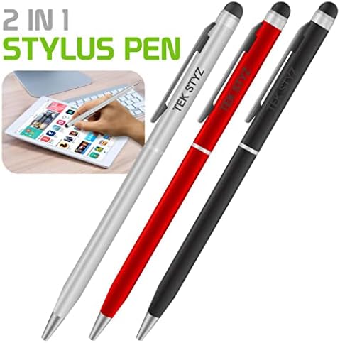 Pro stylus olovka za Samsung SM-G935A sa mastilom, visokom preciznošću, ekstra osetljivim, kompaktnim obrascem za dodirnim ekranima [3 pakovanje-crno-crveno-srebrna]