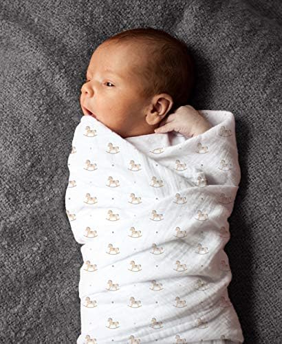 White Cradle Newborn Baby Muslin Swaddle pokrivač 3pcs za dječak i djevojku, čist organski pamučni pamučni