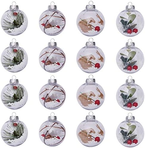 NUOBESTY jaslica Decor 16pcs Božić sijalica tree Ornament Božić Clear plastike staklene kugle visi