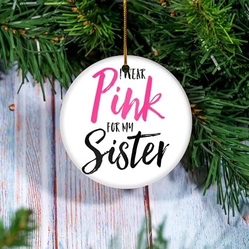 Topper za božićnu jelku - nosim ružičastu za svoju sestru ružičastu traku rak dojke porodični Ornament - Kućni Ornament po meri, poklon za domaćinstvo, personalizovani Ornament, novi kućni Ornament, Božićni dekor