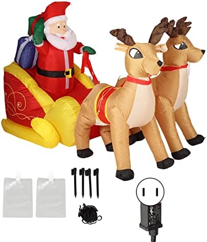 Božić Gumenjaci vanjski ukrasi, napuhavanje Santa Claus na sankama sa sobovima i poklon kutijama, ugrađena LED