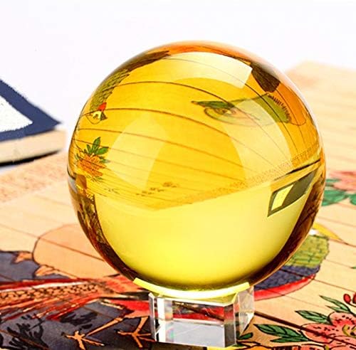 Zamtac Yellow Magic Crystal Glass Helling Sphere Ball Craft Poklon Rere Quartz Feng Shui Kristali Fotografije
