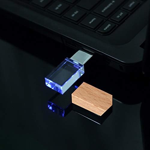 FirstMemory 32GB USB 2.0 Flash Drive Novelty Wood Crystal Prozirni olovka LED lampica Memory Stick Thumb