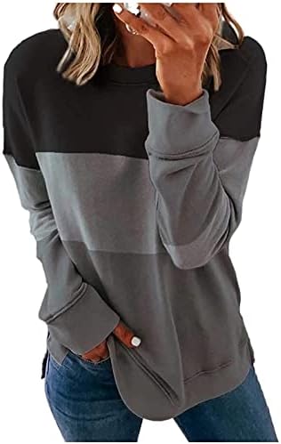 Žene dugih rukava s dugim rukavima modna pirnt radne majice Klasični ugodni tee vrhovi pulovera jednostavna