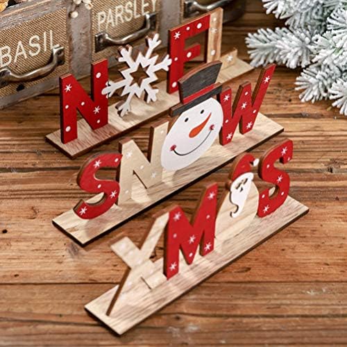 TENDYCOCO kuća ukrasi Božić stol dekoracije Božić Santa Claus Wood Desktop znak Božić pismo Tabela plaketa znak