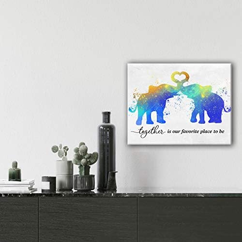 Zajedno je naše omiljeno mjesto za Poster Canvas Wall Art Decor-Elephant Couple Love Canvas Print