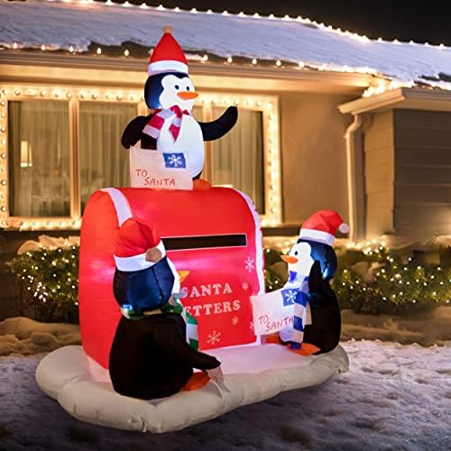 MAOYUE Božić Gumenjaci dekoracije Penguin Mailbox 6Ft vanjski Božić dekoracije raznijeti ugrađeni