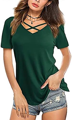 V izrez majice za žene kratki rukav Lounge Wrap Flare Bell Bottom Basic Bootcut Top T Shirts Ladies 2023