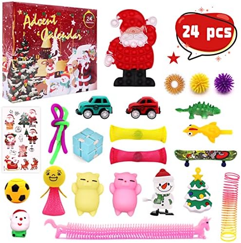 Fidget Advent Calendar 2022 - 24 dana Božićni kalendar odbrojavanja za djecu, zabavni Set senzornih Fidget