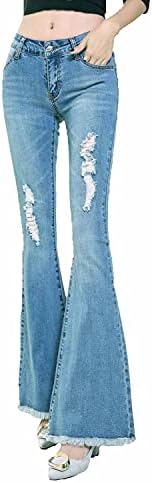 Ženske traper traperice hlače klasično bljeskalice dno jeans tanki midi struk vintage ravna noga pantalona