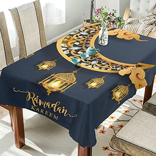 Ramadan Kareem Stolni odjeća za pravokutničke tablice Eid Mubarak vodootporan stolni krpa u zatvorenom i vanjskom poliesterskom stolu za kuhinjski stol dekor manteles 60x90 in (21155502