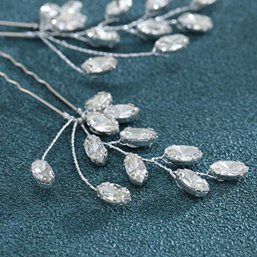 Easedaily Crystal Bride Wedding Hair Pins Silver Rhinestone Bridal Hair Pieces Hair Accessories For Women