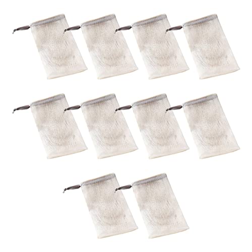 Set pjenastih mrežastih torbi za čišćenje lica 10 kom ručno rađena mreža za čišćenje sapuna sa sivom trakom