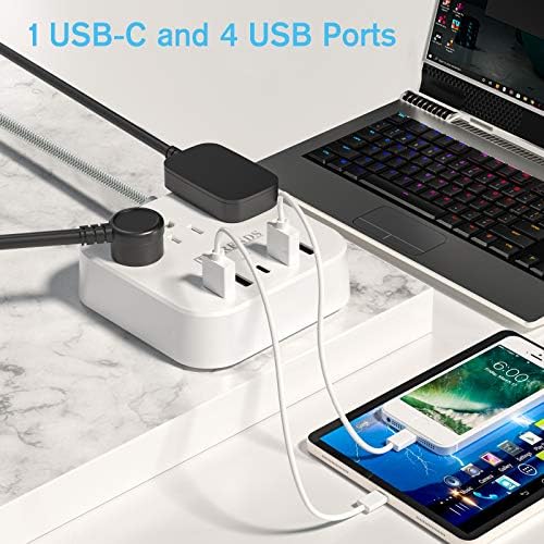 Zaštita od prenapona sa 3 utičnice 4 USB porta & amp; 1 Type-C Port & zamjena produžnog kabla muški utikač