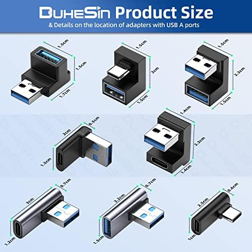 Duhesin 8 Pack 90 stupnjeva A & C adapter, 【4 * USB-A do USB-C】 & 【3 * USB-A do USB-a】 & 【1 * USB-C