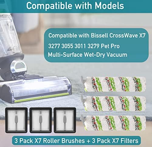 6 pakovanja četkica i filtera zamjena kompatibilna sa Bissell Crosswave X7 Pet Pro 3279 3277