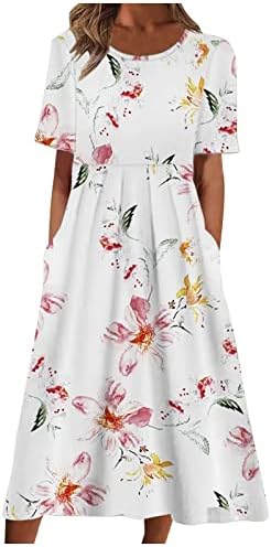 PEGALBIS ženske 2023 ljetne duge haljine kratki rukavi cvjetni Print haljina na plaži Casual trendi krstarenje Boho lepršavi džepovi za haljine