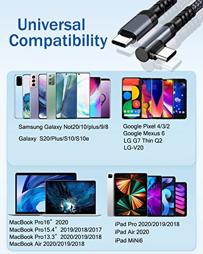3 pakovanja kratkog USB C do USB C kabla 1ft, 60W Tip C punjača za brzo punjenje za Samsung S22/S22+/S22 Ultra/S21/S20/Note20/10,