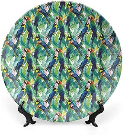 Tropske papagajne kosti Kina Dekorativna ploča okrugla keramičke ploče zanat sa postoljem za prikaz