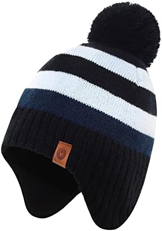 Duoyeree Kids Beanie Hat za dječake Djevojke pom-pom Kint Hats COSY obloge Zimske lubanje